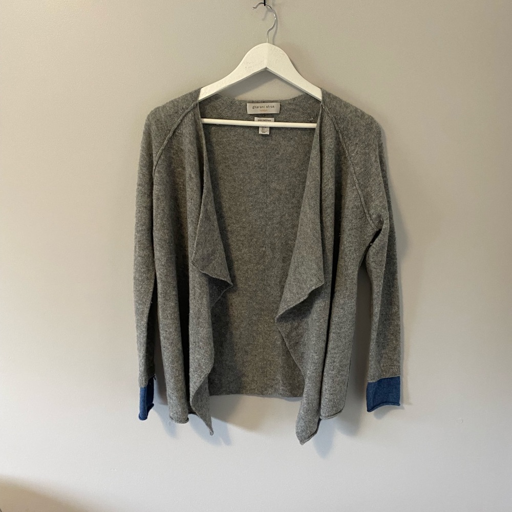 Grey Pure Cashmere Open Front Cardigan -Size Large